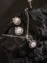 Silver-Plated Cubic Zirconia Studded Jewellery Set