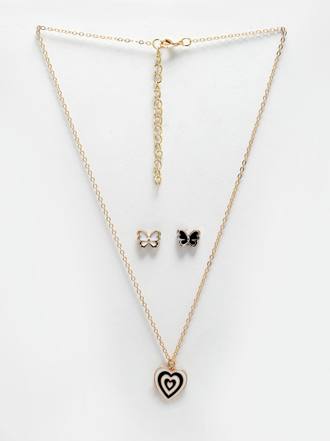 Gold-Plated & White Heart Shaped Pendant With Chain