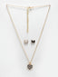 Gold-Plated & White Heart Shaped Pendant With Chain