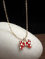 Gold Plated Red Bow Pendant With Chain