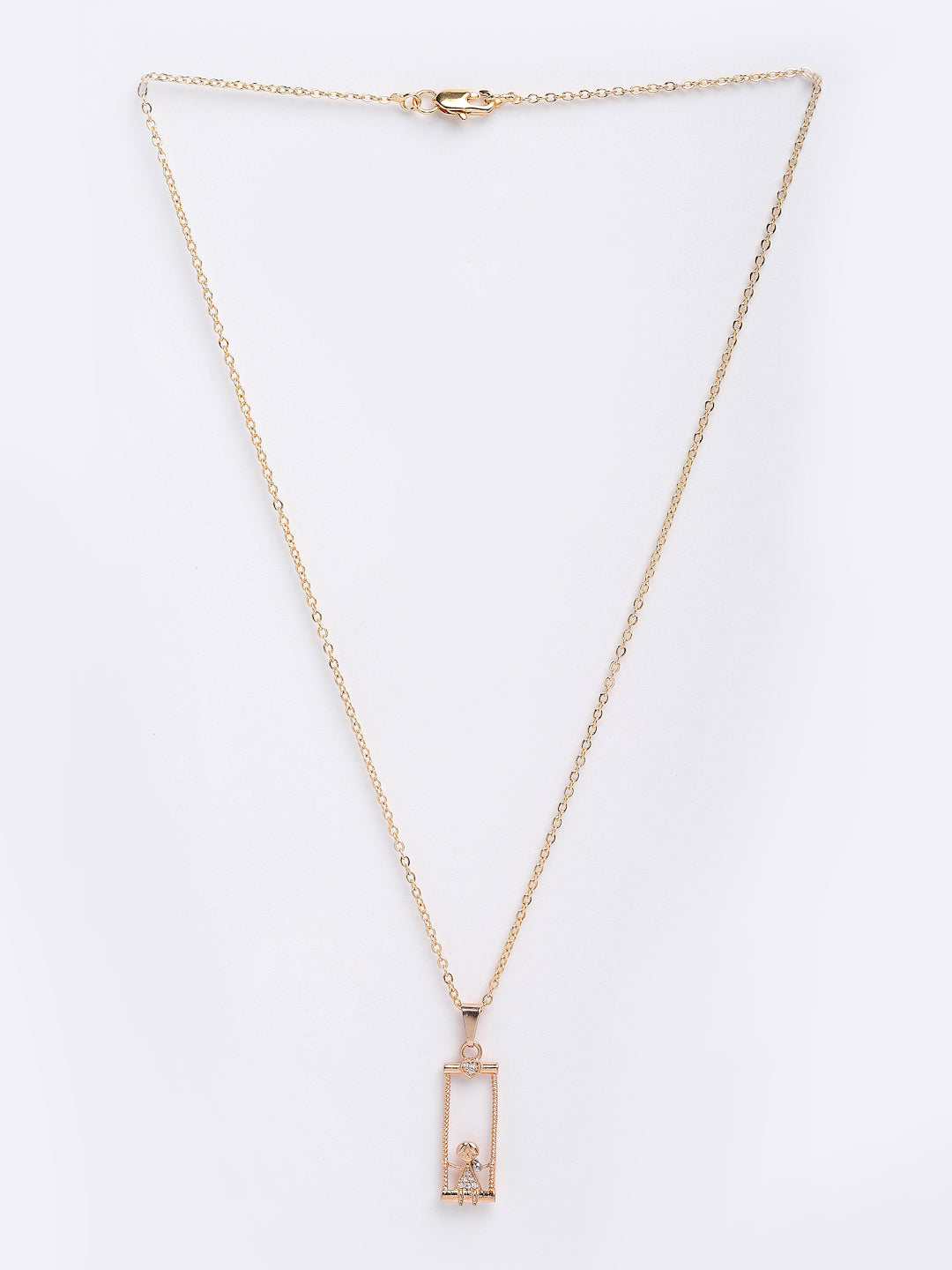 Gold-Plated Gold CZ Studded Handcrafted Pendant With Chain