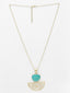 Gold-Plated Turquoise-Studded Pendant With Chain