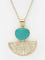 Gold-Plated Turquoise-Studded Pendant With Chain