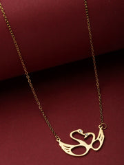 Gold-Plated CZ Studded Love Birds Pendant With Chain