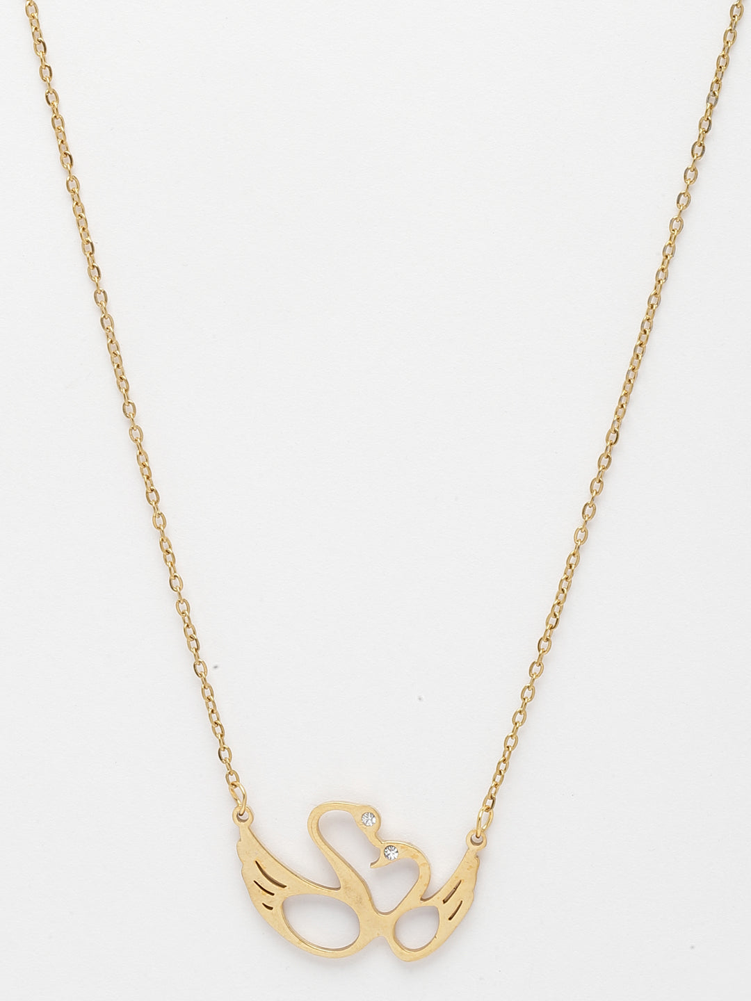Gold-Plated CZ Studded Love Birds Pendant With Chain