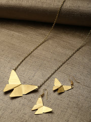 Gold-Plated Butterfly-Shaped Pendant Set