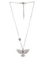 Silver-Plated Stone Studded Butterfly Shaped Brass Pendant With Chain