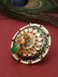 Gold-Plated Kundan-Studded & Pearl Beaded Finger Ring