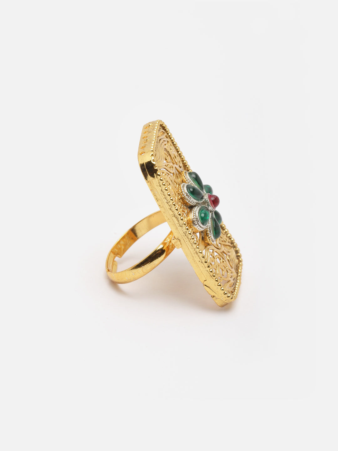 Gold-Plated Stone-Studded Finger Ring