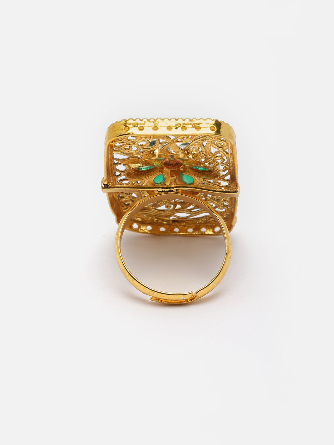 Gold-Plated Stone-Studded Finger Ring