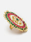 Gold-Plated Kundan-Studded & Pearl Beaded Finger Ring