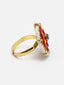 Gold-Plated Stone-Studded & Pearl Beaded Finger Ring