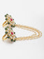 Gold-Plated Stone-Studded & Pearl Beaded Finger Ring