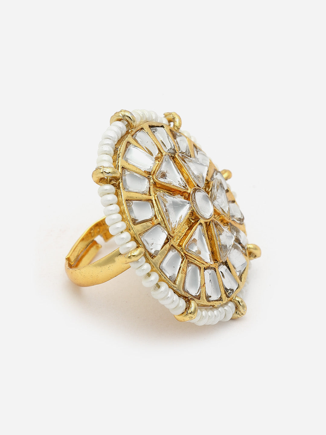 Gold Plated Solitaire Adjustable Finger Ring