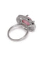 Rhodium Plated American Diamond Ring with Pink Stone Centerpiece