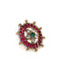 Gold-Plated Stone-Studded & Beaded Adjustable Finger Ring