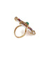 Gold-Plated Stone-Studded & Beaded Adjustable Finger Ring