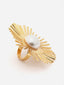 18KT Gold Plated Pearl Tarnish-Free Waterproof Adjustable Finger Ring