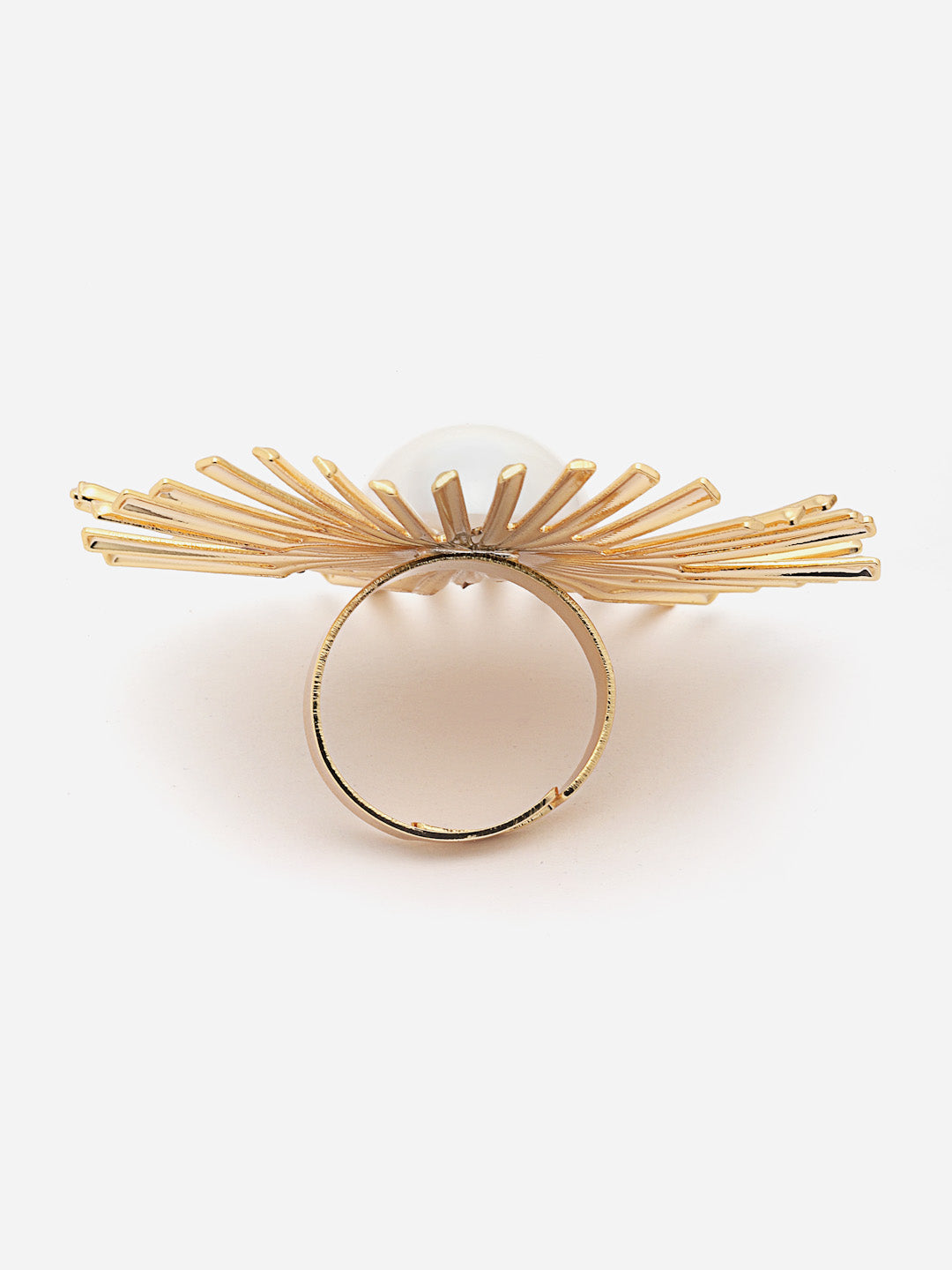 18KT Gold Plated Pearl Tarnish-Free Waterproof Adjustable Finger Ring