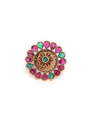 Gold-Plated Cubic Zirconia Studded Adjustable Finger Ring