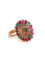 Gold-Plated Cubic Zirconia Studded Adjustable Finger Ring