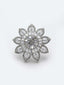 Silver-Toned Silver-Plated White CZ Studded Flower Adjustable Finger Ring