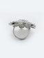 Silver-Toned Silver-Plated White CZ Studded Flower Adjustable Finger Ring