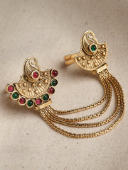 Gold-Plated Stone Studded Dual Adjustable Finger Ring