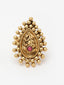 Gold-Plated Stone-Studded Adjustable Finger Ring