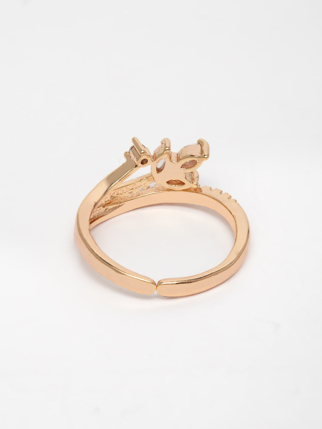 Gold-Plated Zirconia-Studded Adjustable Finger Ring
