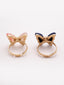 Set Of 2 Gold-Plated Studded Butterfly Rings