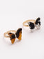 Set of 2 Gold-Plated & White CZ Studded Adjustable Finger Rings