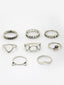 Set Of 8 Oxidised Silver-Plated Finger Rings