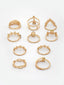 Set Of 10 Gold-Plated AD Stones- Studded Finger Rings