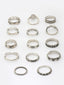 Set Of 14 Silver Plated Oxidised Finger Rings