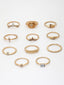 Set Of 11 Gold-Plated & AD Stone Finger Rings