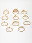 Set Of 11 Gold-Plated & AD Stone Finger Rings