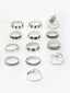 Set of 13 Oxidised Silver-Plated Finger Rings