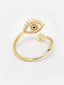 Gold-Plated AD Studded Evil Eye Adjustable Finger Ring