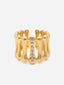 Gold Plated Stainless Steel Stone Studded Adjustable Finger Ring