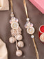 Set Of 2 Gold Plated Beaded Floral Shaped Bhaiya Bhabhi Rakhis With Roli Chawal