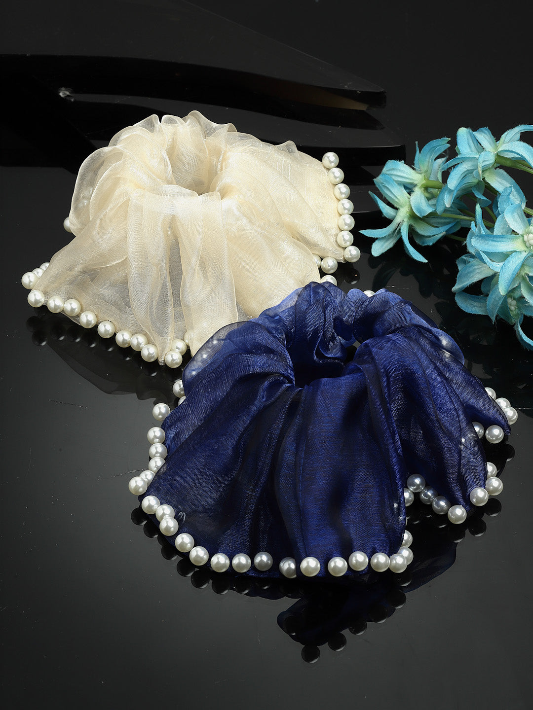 Women Set of 2 Embellished Ponytail Holders