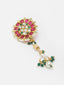 Gold-Plated Beaded Kundan Studded Brooch