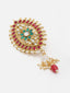 Gold-Plated Kundan Studded Floral Charm Brooch