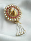 Gold-Plated Artificial Stones and Beads Brooch