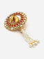 Gold-Plated Artificial Stones and Beads Brooch