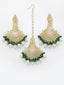 Gold-Plated Kundan Studded & Beaded Tikka with Earrings