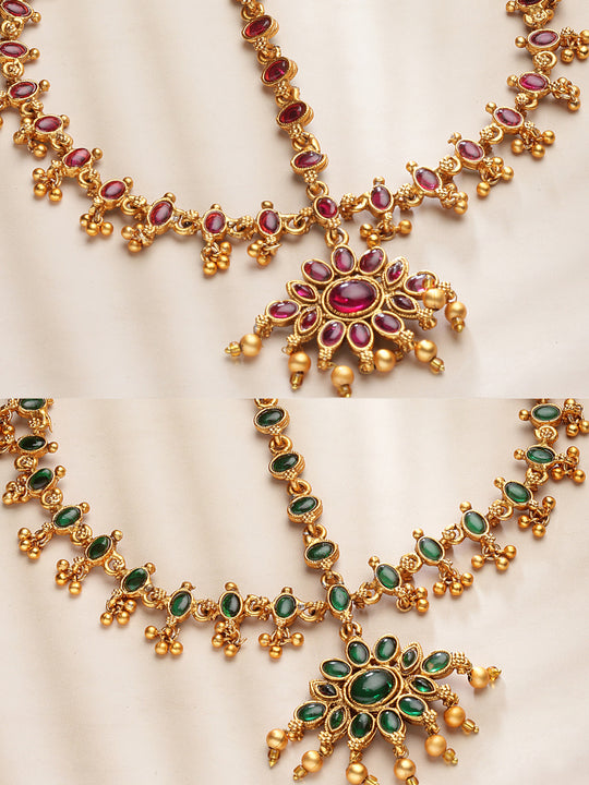 Gold-Plated Stone Studded Reversible Matha Patti Head Jewellery