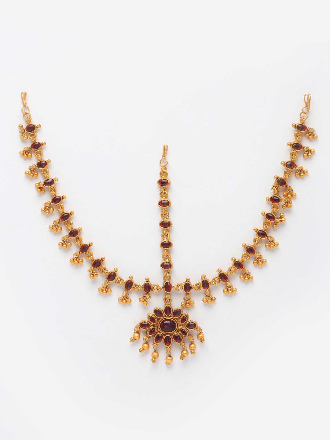 Gold-Plated Stone Studded Reversible Matha Patti Head Jewellery