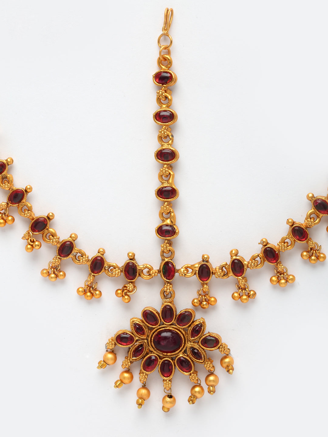 Gold-Plated Stone Studded Reversible Matha Patti Head Jewellery